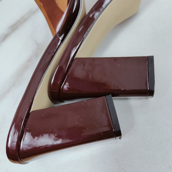 Unbranded Brown Transparent Square Toe Block Heel Sandals Slides, Sz 9.5 - Picture 14 of 14